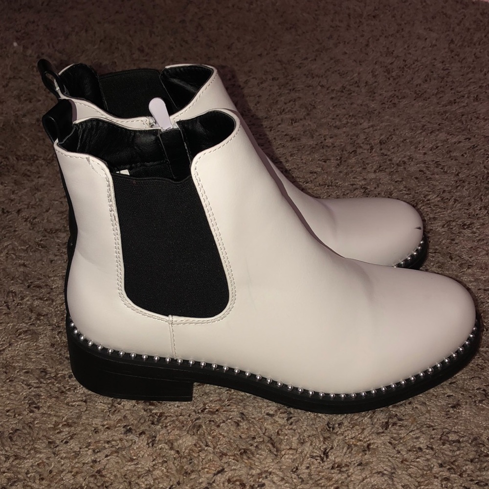 White Studded Chelsea Boots